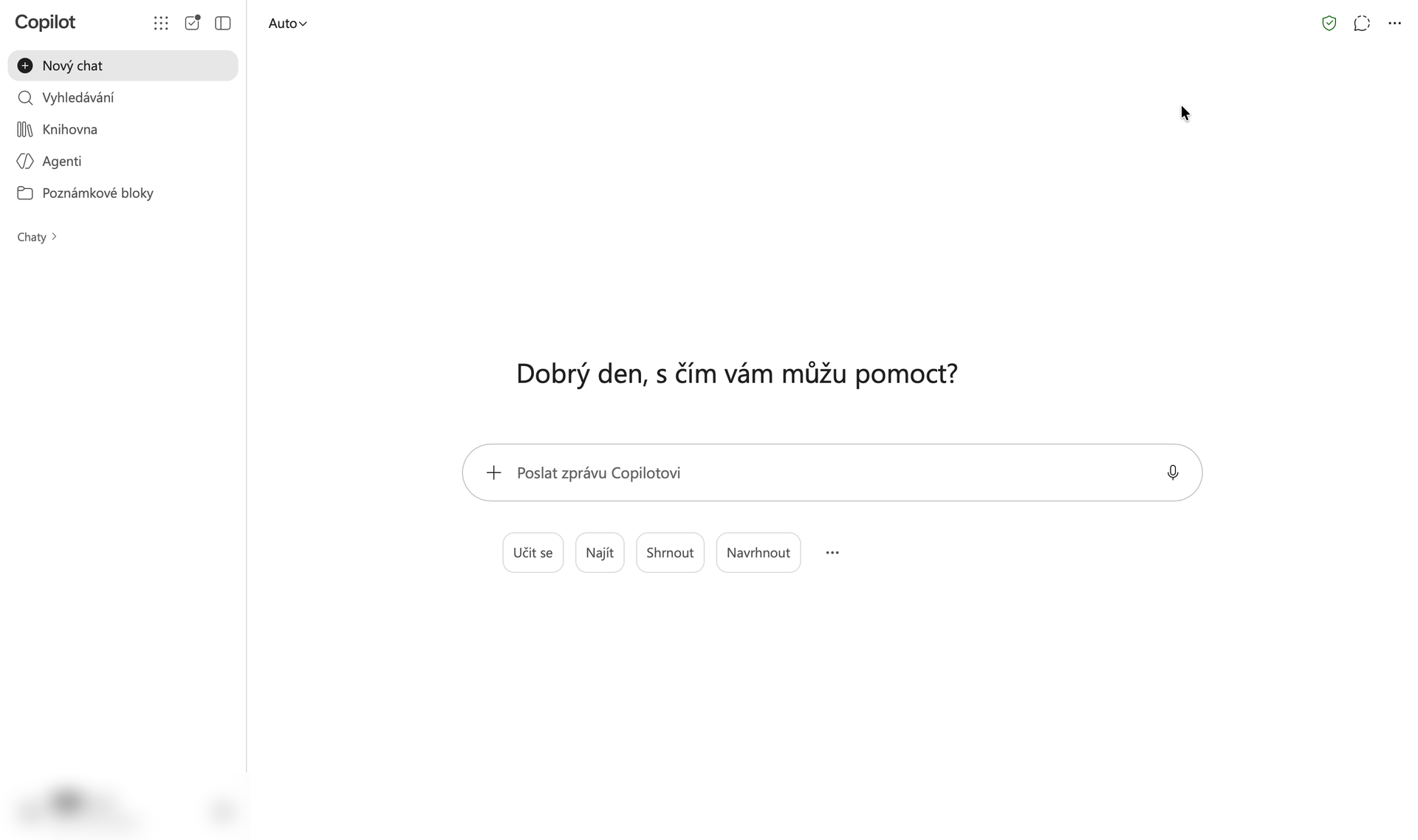 Snímek obrazovky Copilot Chatu