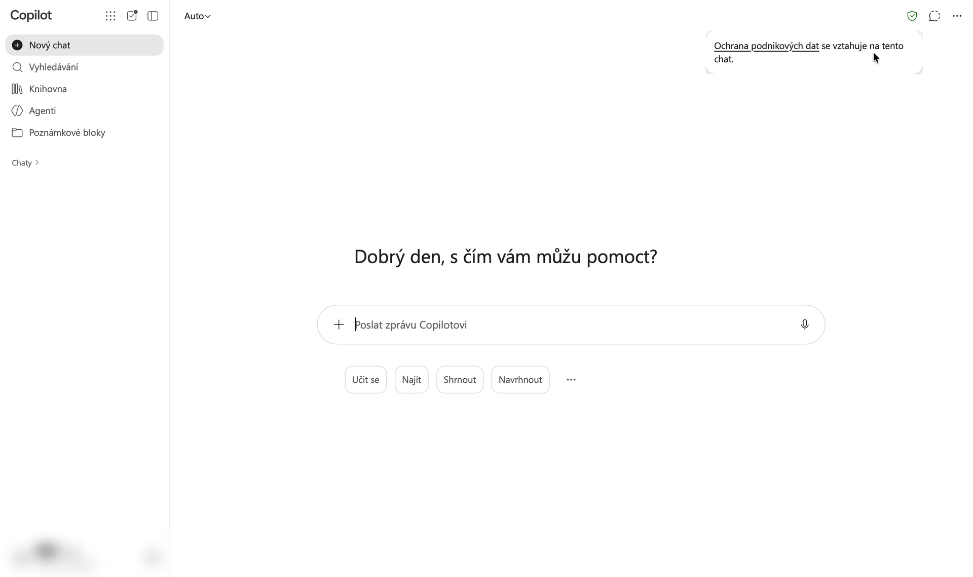 Snímek obrazovky Copilot Chatu