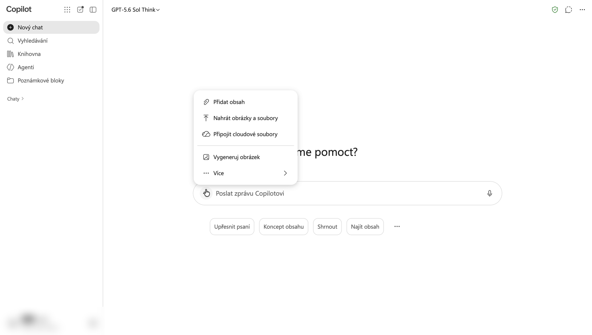 Snímek obrazovky Copilot Chatu