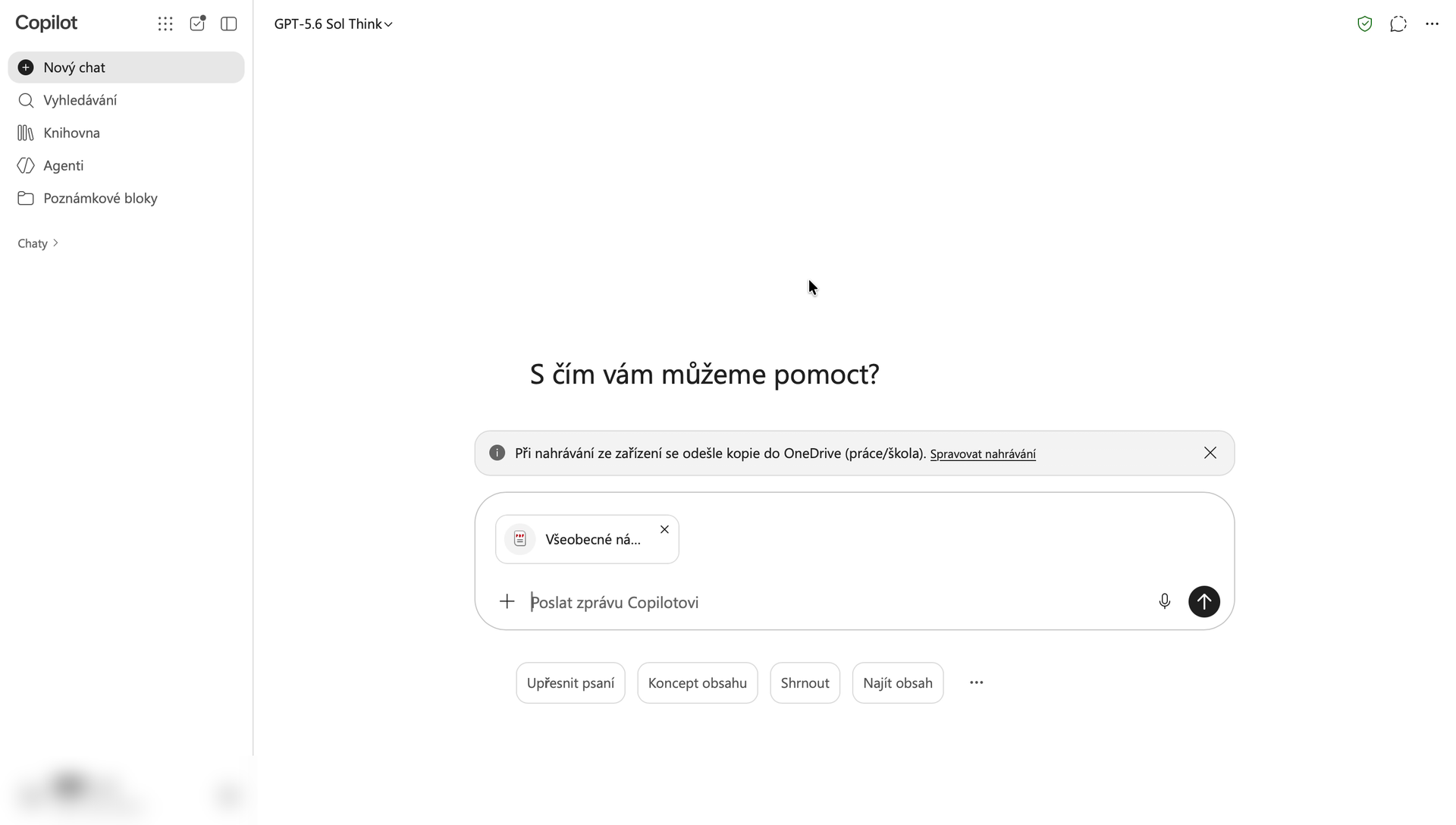 Snímek obrazovky Copilot Chatu